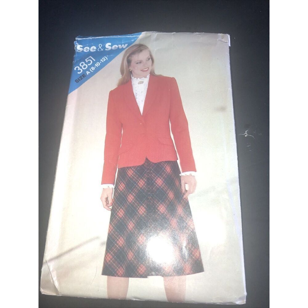 Butterick Sewing Pattern See & Sew 3851 Woman's Jacket & Skirt 8 10 12 Uncut